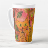 Boho Waterverf Cats - Aardse katachtige kunst (2) Latte Mok (Linkerhoek)