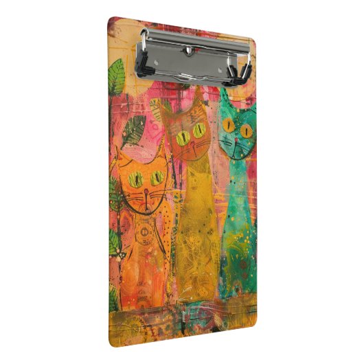 Boho Waterverf Cats - Aardse katachtige kunst (2) Mini Klembord (Schuin)