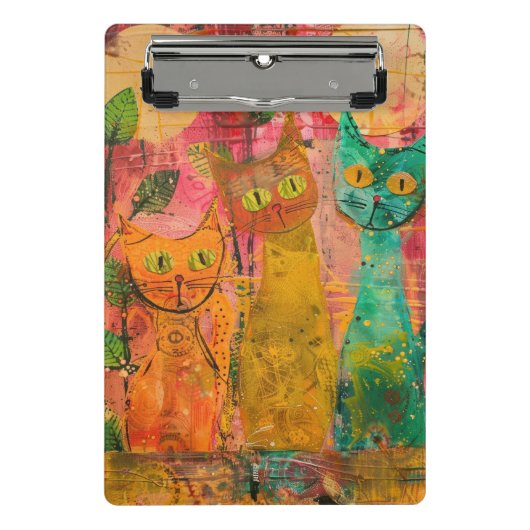 Boho Waterverf Cats - Aardse katachtige kunst (2) Mini Klembord (Voorkant)