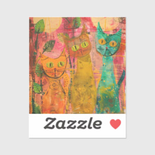 Boho Waterverf Cats - Aardse katachtige kunst (2) Sticker
