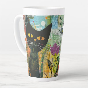 Boho Waterverf Cats - Aardse katachtige kunst (4) Latte Mok