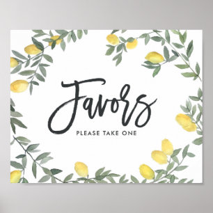 Boho Waterverf Citroen Krans Bruiloft Favorieten Poster