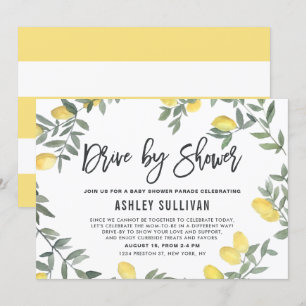 Boho Waterverf Citroen Krans Drive By Baby Shower Kaart