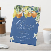 Boho Waterverf Citrus Bruiloftsfeest Bar Menu Blau Reclamebord Met Voetstuk (Insitu)