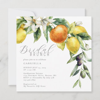 Boho Waterverf Citrus Lemon Sinaasappel Vrijgezell Kaart