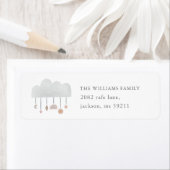 Boho Waterverf Cloud Gender Baby shower Adres Etiket (Insitu)
