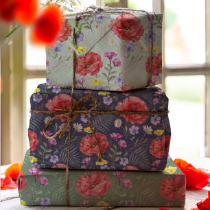 Boho Waterverf Colorful Wildflower Patroon Inpakpapier Vel