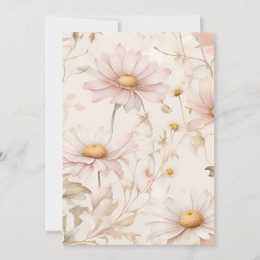 Boho Waterverf Daisy Bruiloft Kaart (Achterkant)