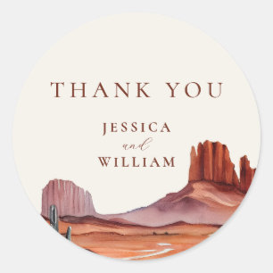Boho Waterverf Desert Wedding Bedankt Ronde Sticker