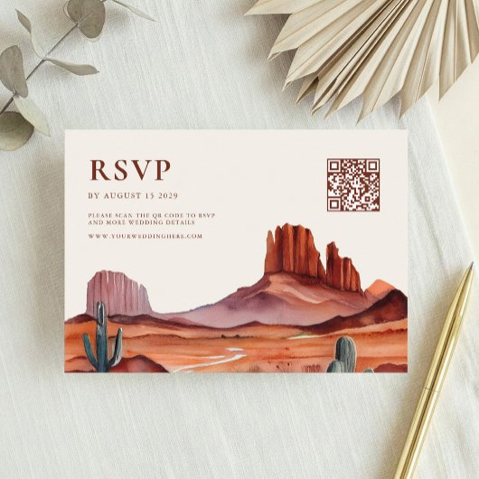 Boho Waterverf Desert Wedding RSVP Kaartje