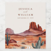 Boho Waterverf Desert Wedding Wijn Etiket (Enkel label)