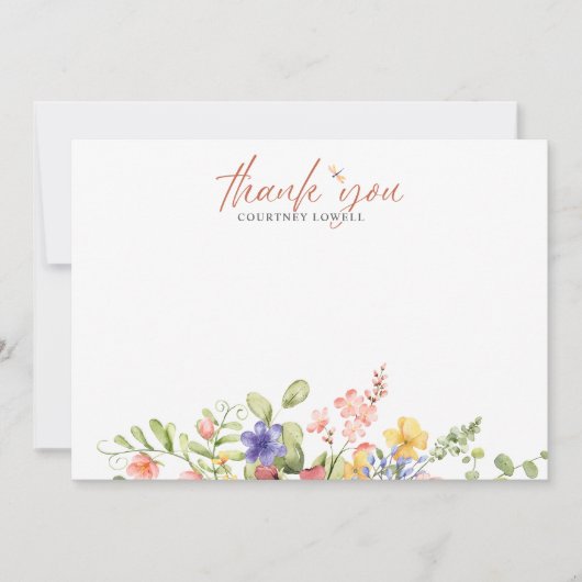 Boho Waterverf Dragonfly BEDANKT U Notitiekaartje (Voorkant)