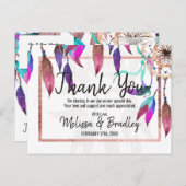 Boho Waterverf Dreamcatcher Roos Gold Bedankt Briefkaart (Voorkant / Achterkant)