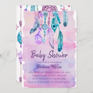 Boho Waterverf Dreamweaver baby shower Kaart