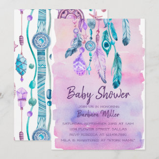 Boho Waterverf Dreamweaver baby shower Kaart