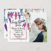 Boho Waterverf Dreamweaver Roos Gold Save Dates Aankondigingskaart (Voorkant / Achterkant)