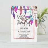 Boho Waterverf Drocatcher Roos Gold Wedding Kaart (Staand voorkant)