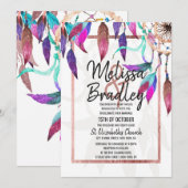 Boho Waterverf Drocatcher Roos Gold Wedding Kaart (Voorkant / Achterkant)