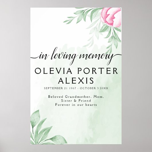 Boho Waterverf Eucalyptus Bladeren Begrafenis Welk Poster (Voorkant)