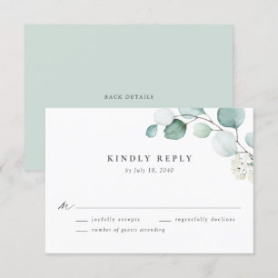 Boho Waterverf Eucalyptus Bladeren Bruiloft RSVP Kaartje