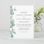 Boho Waterverf Eucalyptus Border Bruiloft Kaart (Staand voorkant)