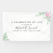 Boho Waterverf Eucalyptus Funeral Memorial Spandoek (Horizontaal)