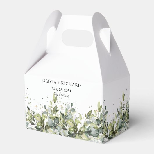 Boho waterverf eucalyptus goud Bruiloft gunst doos Bedankdoosjes (Achterkant)