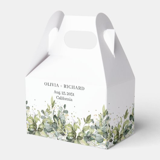 Boho waterverf eucalyptus goud Bruiloft gunst doos Bedankdoosjes (Voorkant Zijde)