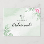 Boho Waterverf Eucalyptus Greenery Bruidsmeisje Uitnodiging Briefkaart (Voorkant)