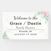 Boho Waterverf Eucalyptus Greenery Family Reunion Spandoek (Horizontaal)