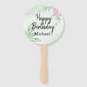 Boho Waterverf Eucalyptus Groen Verjaardagsfeest Handwaaier (Achterkant)