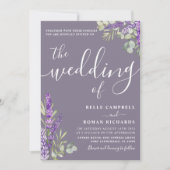 Boho Waterverf Eucalyptus & Lavender Wedding Kaart (Voorkant)