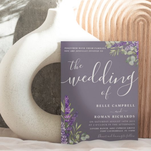 Boho Waterverf Eucalyptus & Lavender Wedding Kaart