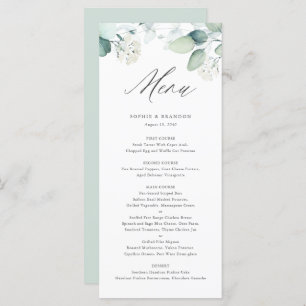 Boho Waterverf Eucalyptus Leaves Greenery Wedding Menu