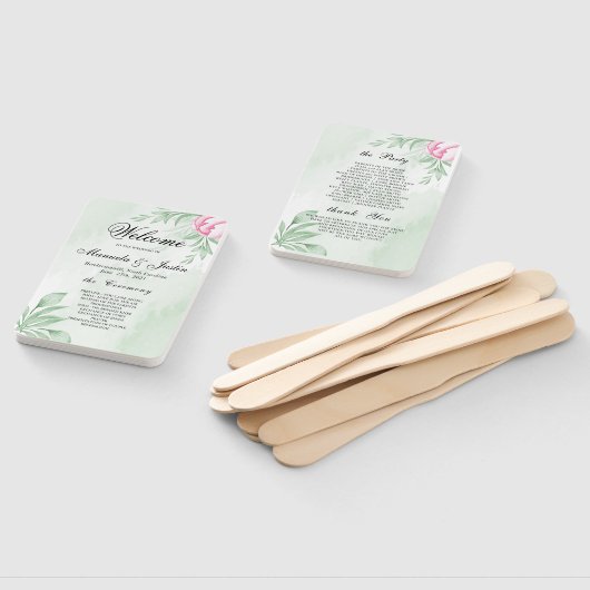 Boho Waterverf Eucalyptus Wedding Programme Handwaaier (Niet-gemonteerd)