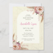 Boho Waterverf Floral Arched Baby shower Kaart (Voorkant)