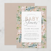 Boho Waterverf Floral Baby shower Uitnodiging (Voorkant / Achterkant)