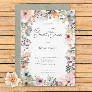 Boho Waterverf Floral Bridal Brunch Kaart