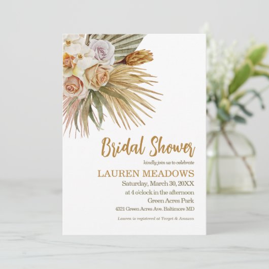 Boho Waterverf Floral Bridal Shower Kaart (Staand voorkant)