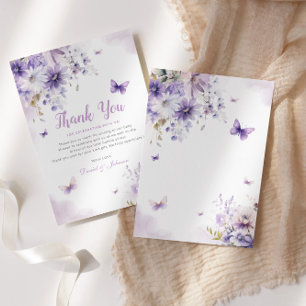 Boho Waterverf Floral Butterfly Girl Baby shower Bedankkaart