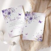 Boho Waterverf Floral Butterfly Girl Baby shower Bedankkaart