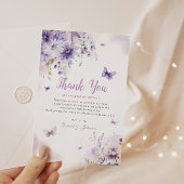 Boho Waterverf Floral Butterfly Girl Baby shower Bedankkaart