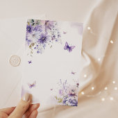 Boho Waterverf Floral Butterfly Girl Baby shower Bedankkaart