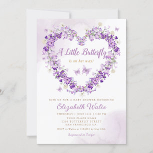 Boho Waterverf Floral Butterfly Girl Baby shower Kaart