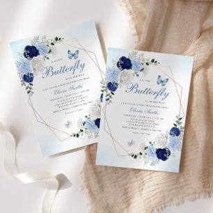Boho Waterverf Floral Butterfly Girl Baby shower Kaart