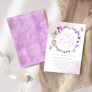 Boho Waterverf Floral Butterfly Girl Baby shower Kaart