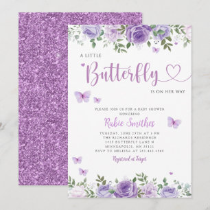 Boho Waterverf Floral Butterfly Girl Baby shower Kaart