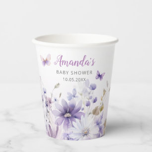 Boho Waterverf Floral Butterfly Girl Baby shower Papieren Bekers