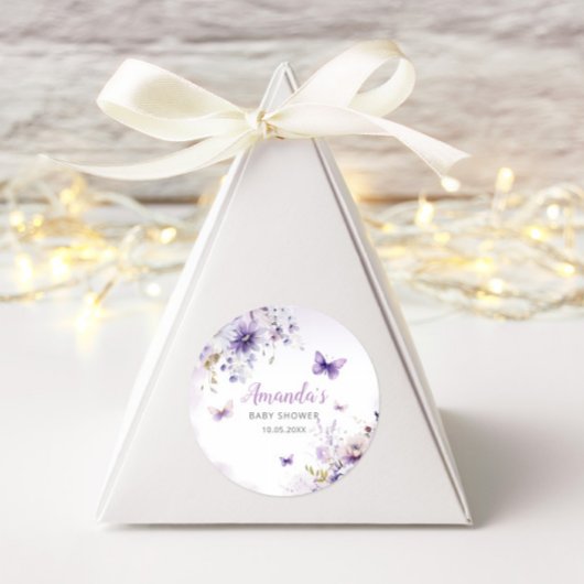 Boho Waterverf Floral Butterfly Girl Baby shower Ronde Sticker