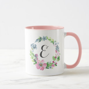 Boho Waterverf Floral & Butterfly Monogram Mok